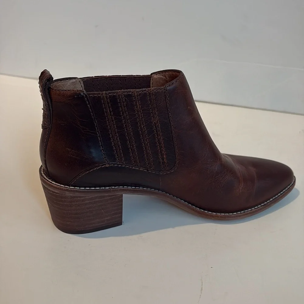 Madewell Bonham bootie ankle cowboy boots brown stacked heel size 7